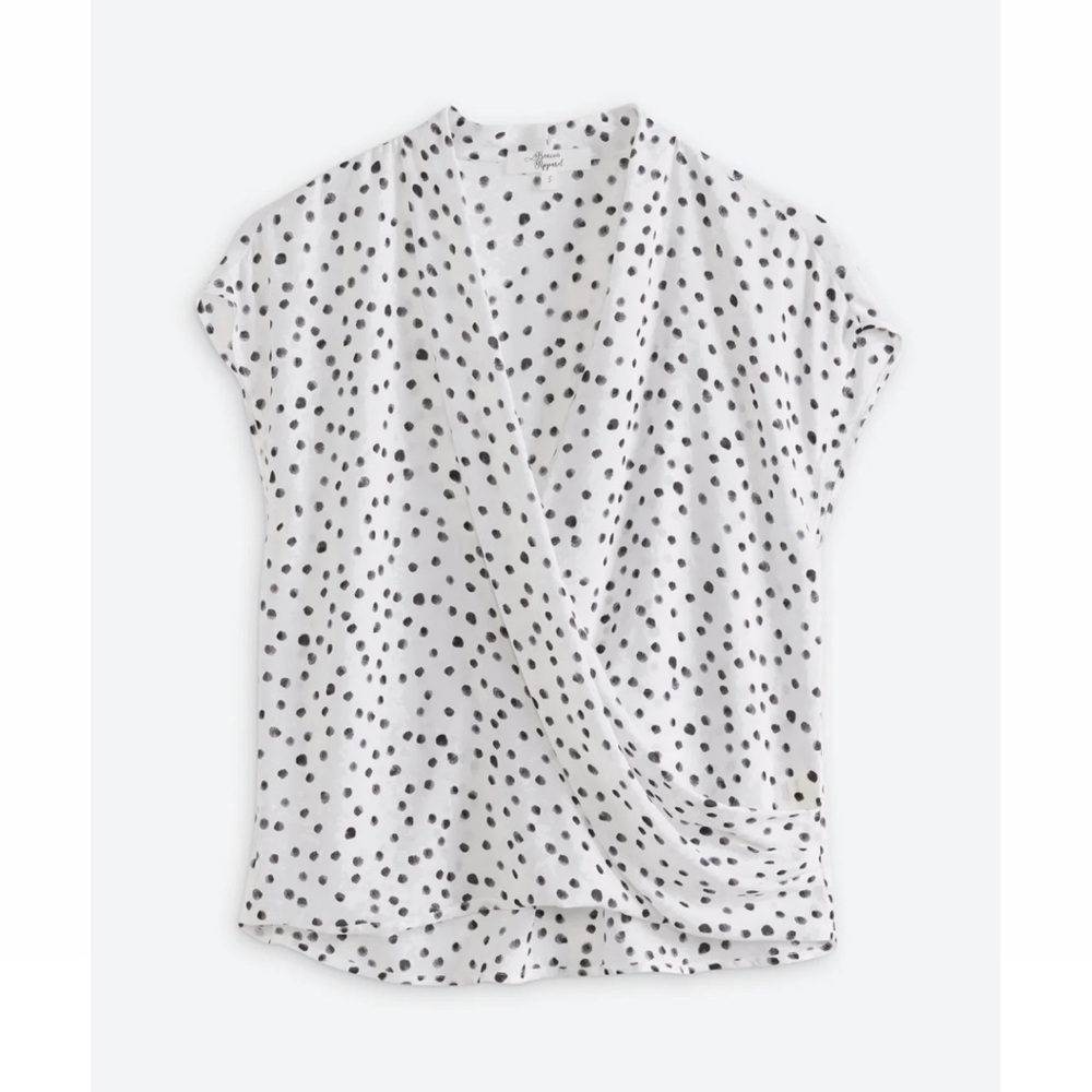 BEACON Irene Surplice Blouse, black and white polka dot, large